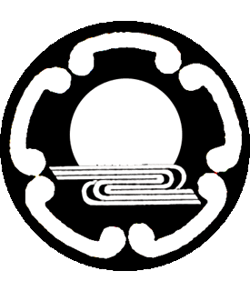 Sable, a plate issuant from a Japanese stream, within five drawer-handles conjoined in annulo argent. Random Arms